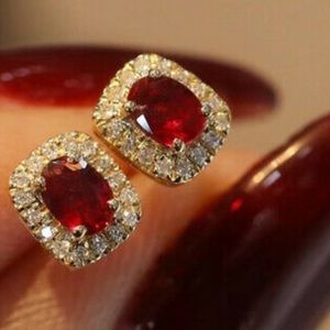 New 18k gold plated diamond earrings